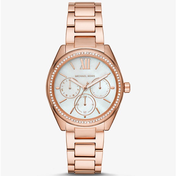 Nwt Michael Kors Women Janelle Multifunction Stainless Steel Bracelet Watch 7095